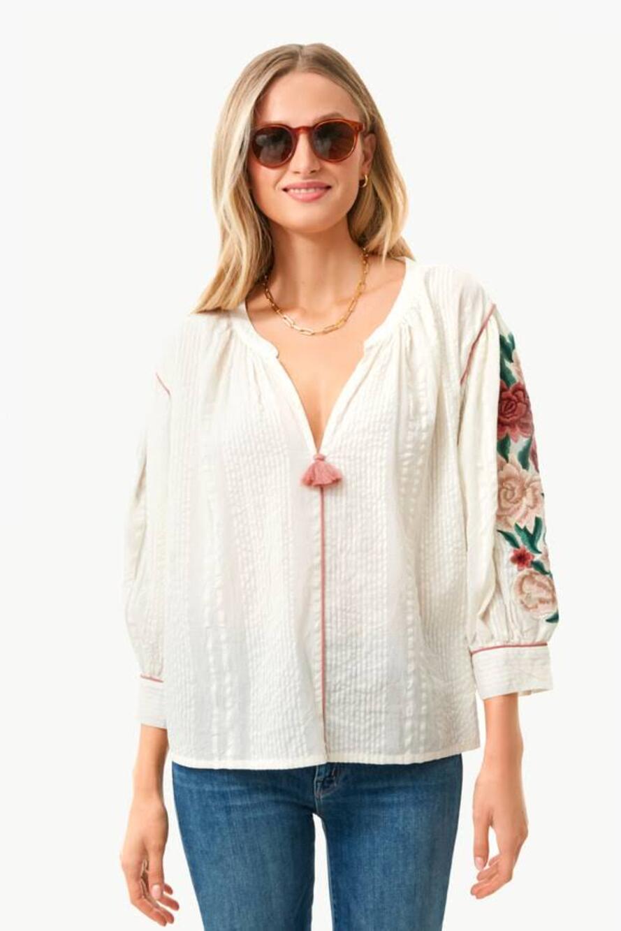 Roller Rabbit Desert Flower Laura Top Cotton Off White Size XS